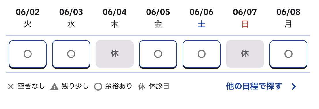 予約の空き状況